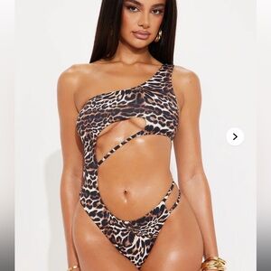 Fashion Nova Leopard Print One Piece Swimsuit